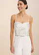 Tuta da sposa in crêpe strutturato con ricamo con perline, bonprix