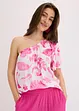 Blusa monospalla in viscosa operata, bonprix