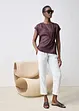Maglia in puro lino con inserto in tessuto, bonprix
