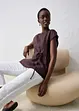 Maglia in puro lino con inserto in tessuto, bonprix