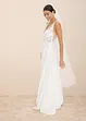 Abito da sposa in satin lucido con applicazione floreale, bonprix