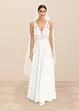 Abito da sposa in satin lucido con applicazione floreale, bonprix