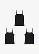 Top con spalline sottili e cotone biologico (pacco da 3), bonprix
