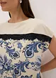 Maglia con fascia di pizzo e fantasia paisley, bonprix