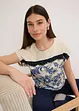 Maglia con fascia di pizzo e fantasia paisley, bonprix