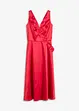 Abito midi in satin lucido con applicazione floreale, bonprix