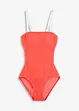 Costume intero a trama operata con spalline trasparenti, bonprix