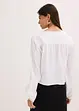 Blusa con inserto effetto uncinetto e frange, bonprix