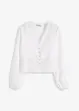 Blusa con inserto effetto uncinetto e frange, bonprix