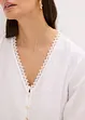 Blusa con inserto effetto uncinetto e frange, bonprix