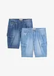 Bermuda cargo in jeans di puro cotone leggero, relaxed fit (pacco da 2), bonprix
