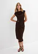 Abito midi drappeggiato con effetto a coste, bonprix