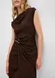 Abito midi drappeggiato con effetto a coste, bonprix
