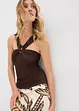 Top con scollo all'americana e fibbia decorativa martellata, bonprix