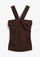 Top con scollo all'americana e fibbia decorativa martellata, bonprix