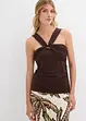 Top con scollo all'americana e fibbia decorativa martellata, bonprix