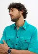 Camicia  effetto lavato a maniche corte, bonprix