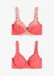 Reggiseno con ferretto e pizzo finemente lavorato (pacco da 2), bonprix