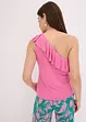 Top monospalla con volant in misto viscosa morbido, bonprix