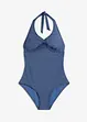 Costume intero effetto denim con scollo all'americana, bonprix