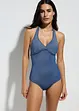 Costume intero effetto denim con scollo all'americana, bonprix