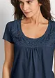 Maglia in cotone con pizzo a maniche corte, bonprix