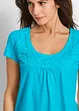 Maglia in cotone con pizzo a maniche corte, bonprix