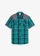 Camicia a maniche corte con inserto in denim, bonprix