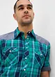 Camicia a maniche corte con inserto in denim, bonprix