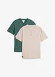 Maglia serafino a maniche corte in puro cotone biologico (pacco da 2), bonprix