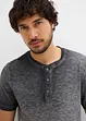 Maglia serafino a maniche corte  in puro cotone biologico effetto lavato, bonprix