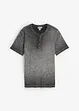 Maglia serafino a maniche corte  in puro cotone biologico effetto lavato, bonprix