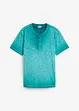 Maglia serafino a maniche corte  in puro cotone biologico effetto lavato, bonprix