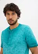 Maglia serafino a maniche corte  in puro cotone biologico effetto lavato, bonprix