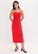 Abito midi in jersey robusto con inserto smock e spacco, bonprix
