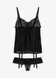 Corsetto con reggicalze e perizoma ouvert (set 2 pezzi), VENUS