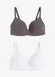 Reggiseno senza ferretto con coppe preformate e cotone (pacco da 2), bonprix