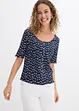 Maglia a coste a mezze maniche con stampa a fiori, bonprix