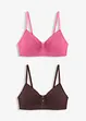 Reggiseno in cotone senza ferretto con coppe preformate (pacco da 2), bonprix
