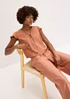 Blusa con effetto lucido e maniche a volant, bonprix