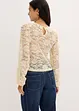 Maglia cropped in pizzo elasticizzato, bonprix