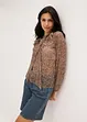 Blusa in mesh con volant e fiocco, bonprix