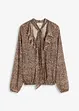 Blusa in mesh con volant e fiocco, bonprix