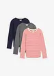 Maglia a maniche lunghe in puro cotone biologico (pacco da 3), bonprix