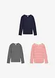 Maglia a maniche lunghe in puro cotone biologico (pacco da 3), bonprix