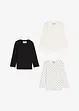 Maglia a maniche lunghe in puro cotone biologico (pacco da 3), bonprix