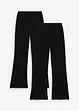 Pantaloni a gamba svasata in jersey elasticizzato misto con cotone biologico (confezione da 2), bonprix