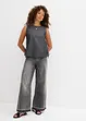 Jeans cropped wide leg, vita alta, bonprix