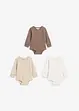 Body estensibile a manica lunga in puro cotone (pacco da 3), bonprix