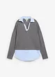 Maglione in filato fine con inserto di camicia, bonprix